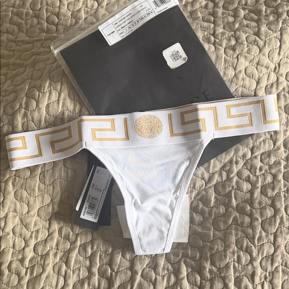 Versace White and Gold Patterned Briefs